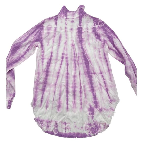 Cloth & Stone Anthropologie XS Tie-Dye Button-Up Shirt Tencel Lyocell Purple - Picture 5 of 5